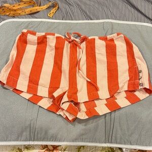 Free People Red and Cream Striped High Waist Shorts